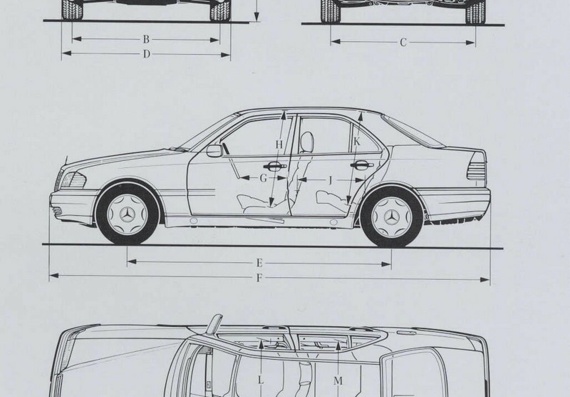 Mercedes Benz C-Class W202 (1999-2000) (Mercedes Benz C-Class B202 (1999-2000)) - drawings (drawings) of the car